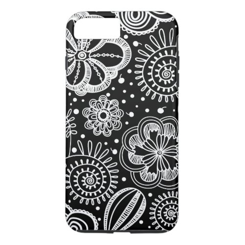 Black And White Retro Floral Lace Pattern iPhone 8 Plus7 Plus Case