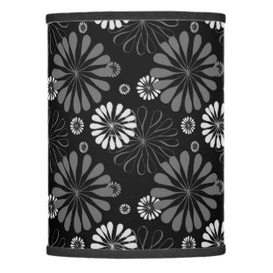 Black and White Retro Floral Lamp Shade