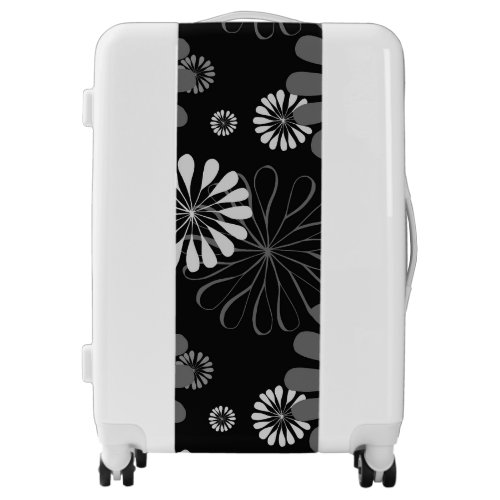Black and White Retro Floral Luggage