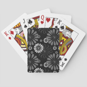 Black and White Retro Floral Poker Cards