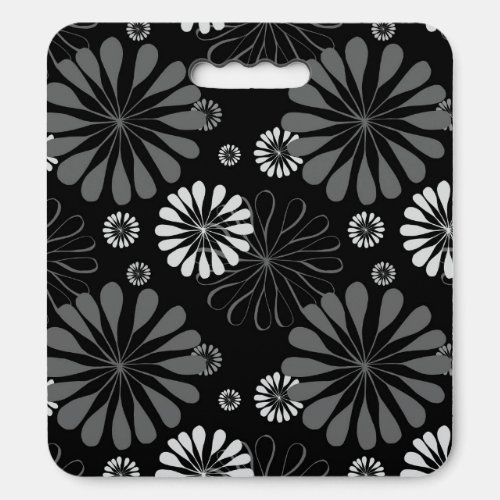 Black and White Retro Floral Seat Cushion