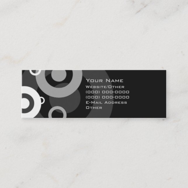 Black and White Retro Mini Business Card (Front)