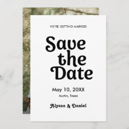 Black and White Retro Modern Custom Photo Wedding Invitation