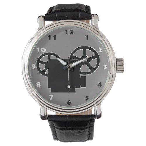 BLACK AND WHITE RETRO MOVIE PROJECTOR WATCH