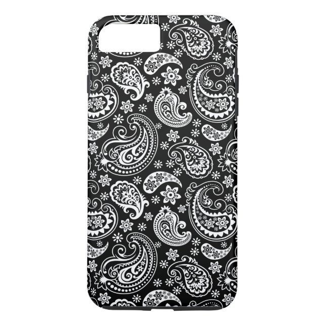 Black And White Retro Paisley Ham Pattern Case-Mate iPhone Case (Back)