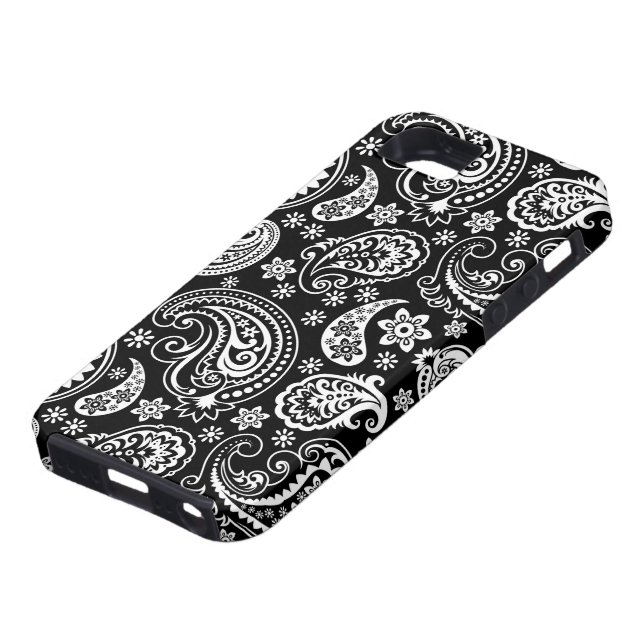 Black And White Retro Paisley Ham Pattern Case-Mate iPhone Case (Bottom)