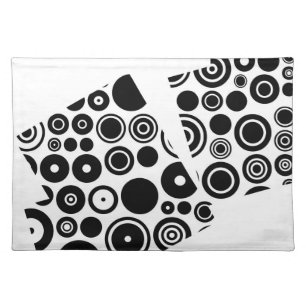 Black and White Retro Pattern Abstract Art Cloth Placemat