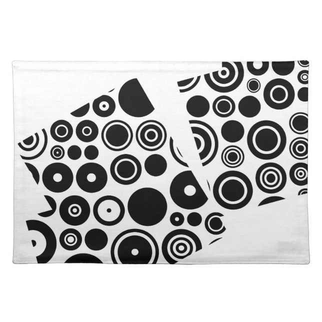 Black and White Retro Pattern Abstract Art Cloth Placemat (Front)