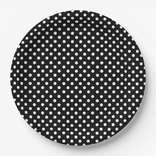 Black and White retro Polka dots  Paper Plates