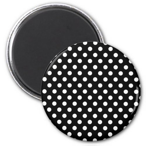 Black and White Retro Polka Dots Pattern Magnet