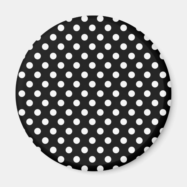 Black and White Retro Polka Dots Pattern Magnet (Front)