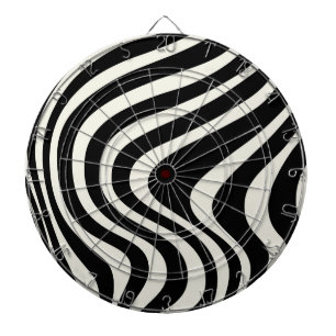 Black and white retro style waves dart board