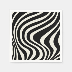 Black and white retro style waves napkins