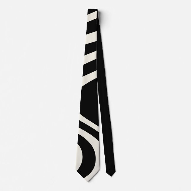 Black and white retro style waves neck tie (Front)