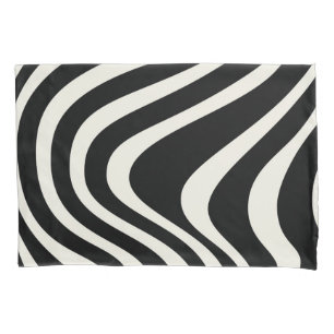 Black and white retro style waves pillow case