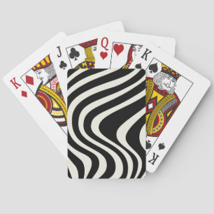 Black and white retro style waves poker cards