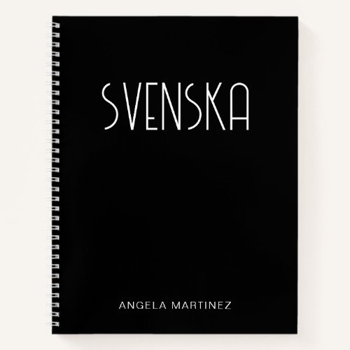 Black and White Retro Svenska Language Study Notebook