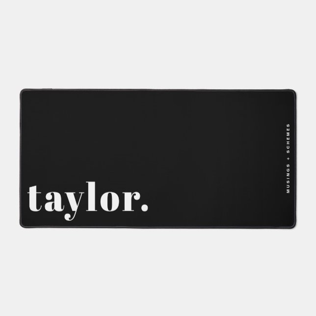 Black and White Retro Typography Personalized Desk Mat (Front)