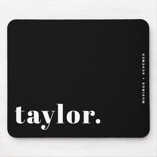 Black and White Retro Typography Personalized Mouse Pad (Front)