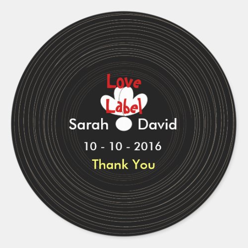 Black and White Retro Vinyl Music Record  Themed Classic Round Sticker