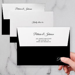 Black and white return address elegant monogrammed envelope