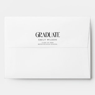 Black and White Return Address Graduate Graduation Envelope