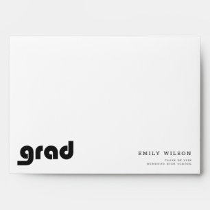 Black and White Return Address Graduation Envelope