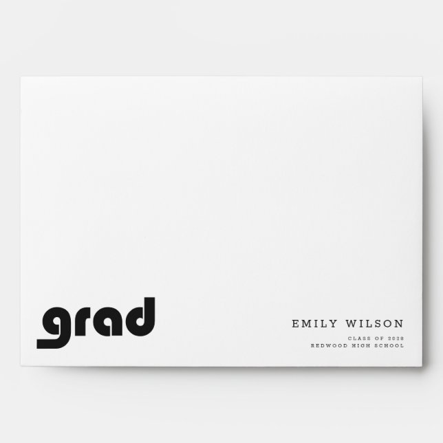 Black and White Return Address Graduation Envelope (Front)