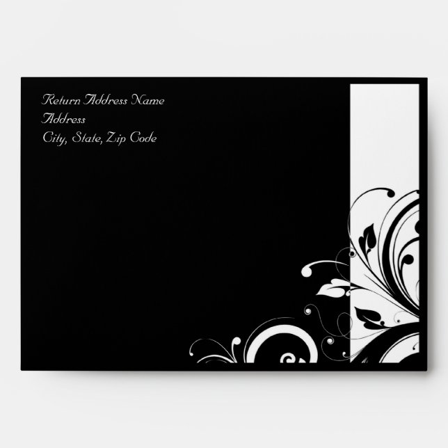 Black and White Reverse Swirl BLACK Envelope (Front)