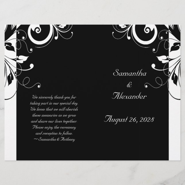 Black and White Reverse Swirl Foldable Program (Front)