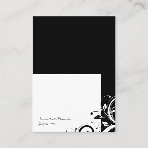 Black and White Reverse Swirl Place-Cards, Written Business Cards