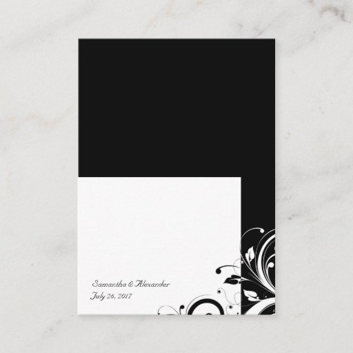 Customizable Black and White Reverse Swirl Place-Cards, Written Business Cards