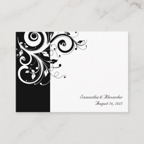 Black and White Reverse Swirl PlaceCards, Written Business Card