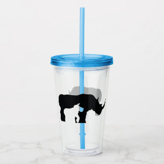 Black and White Rhino Acrylic Tumbler
