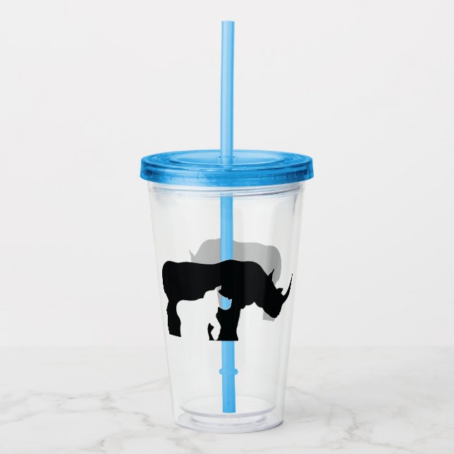 Black and White Rhino Acrylic Tumbler (Front)