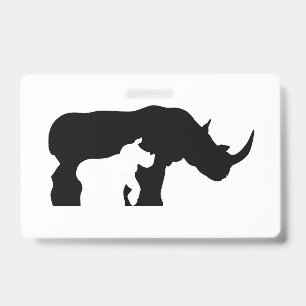 Black and White Rhino Badge