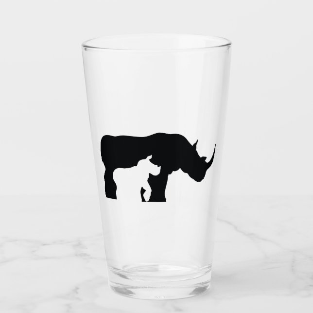 Black and White Rhino Glass (Front)