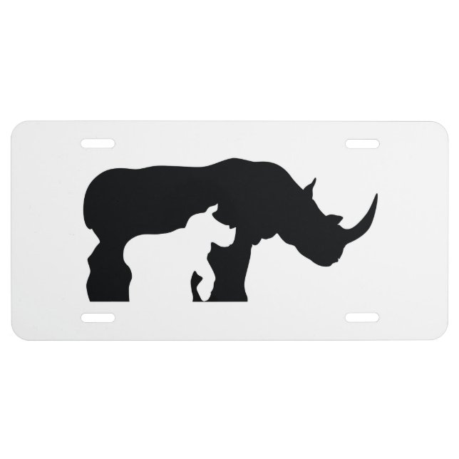 Black and White Rhino License Plate (Front)
