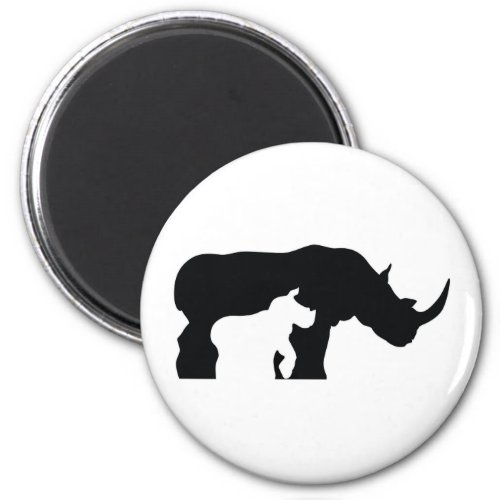 Black and White Rhino Magnet