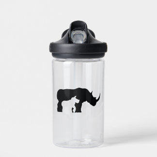 Black and White Rhino Water Bottle