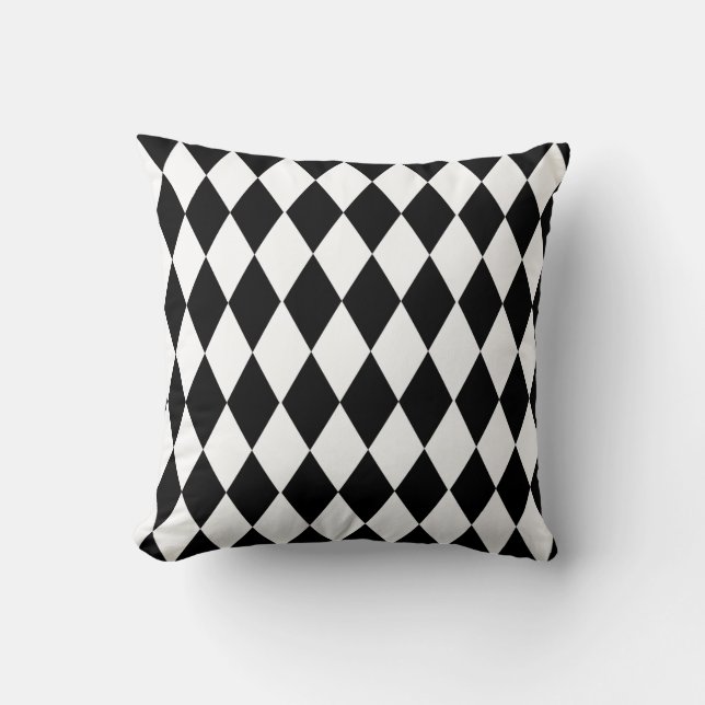 Black and white rhombus throw pillow (Front)