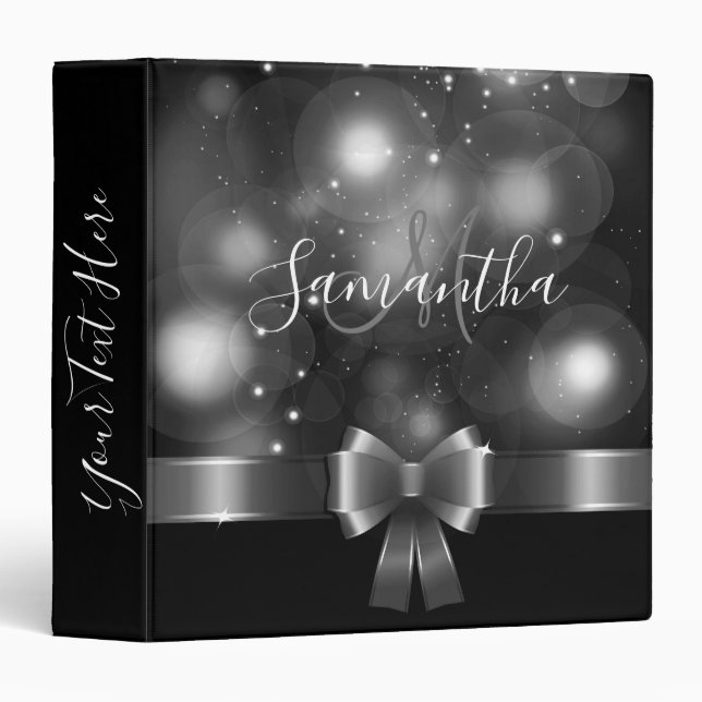 Black and White Ribbon 3 Ring Binder (Front/Spine)