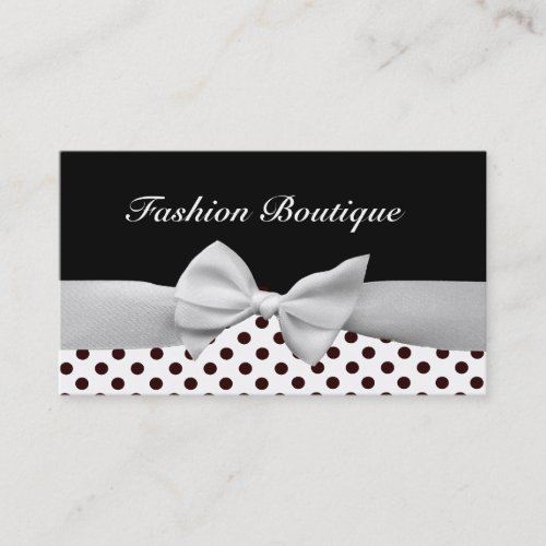 Black and white ribbon and polka dots business card templates