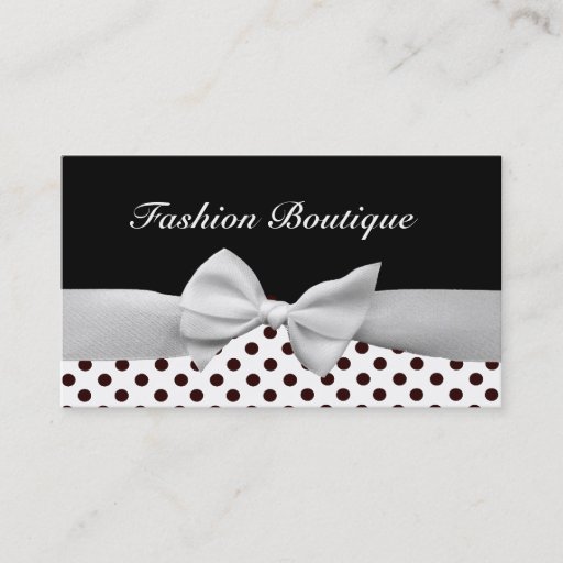 Customizable Black and white ribbon and polka dots business card templates