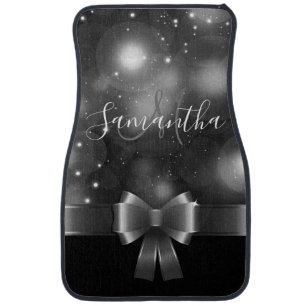 Black and White Ribbon Car Floor Mat