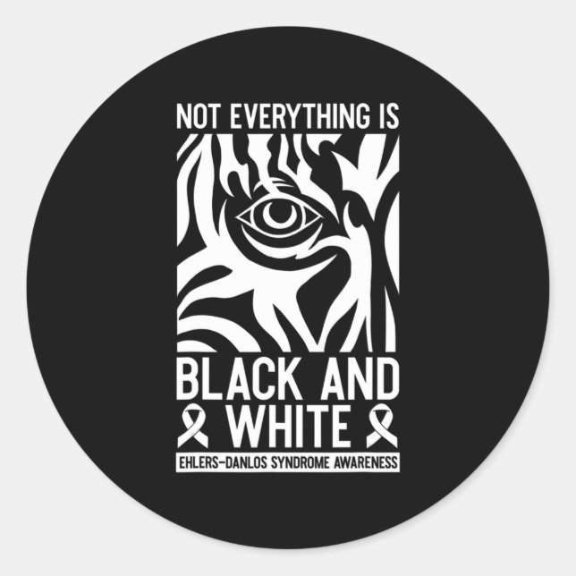 Black And White Ribbon Ehlers Danlos Zebra Rheumat Classic Round Sticker (Front)