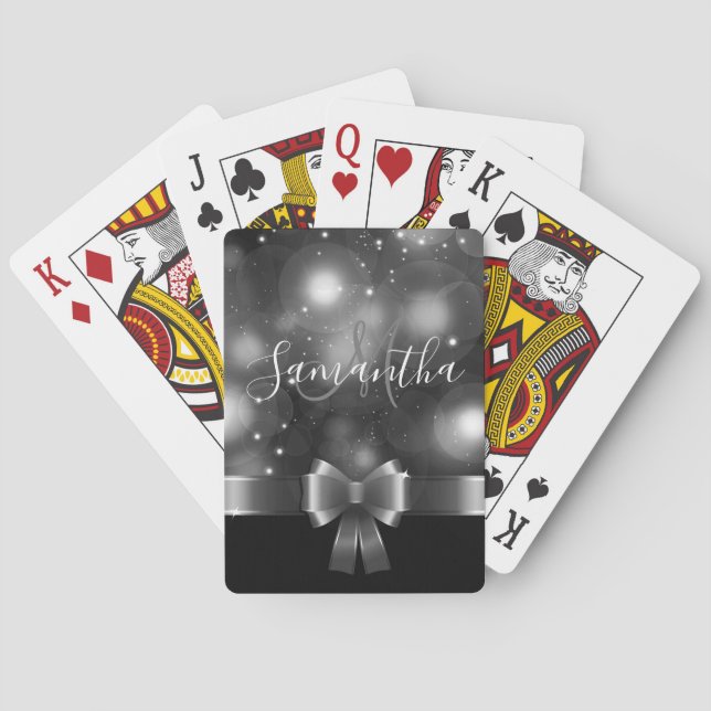 Black and White Ribbon Poker Cards (Back)