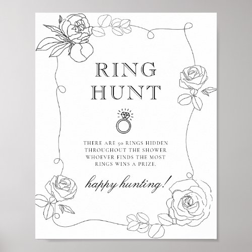  Black and White Ring Hunt Bridal Shower Game Poster