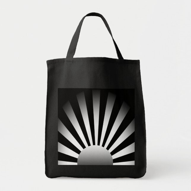 Black and White Rising Sun Tote Bag (Front)