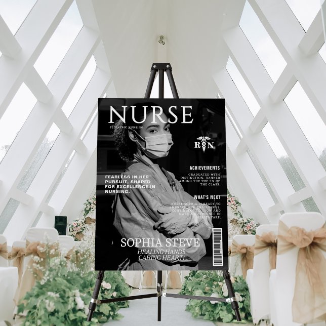 Black and white RN nurse magazine photo graduation Foam Board (Creator Uploaded)